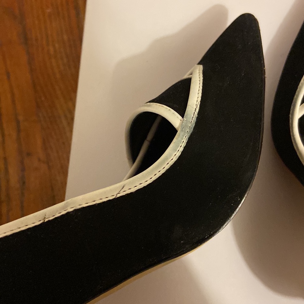WHBM Classy Black White Hayden suede Heels 7.5 - Picture 7 of 12